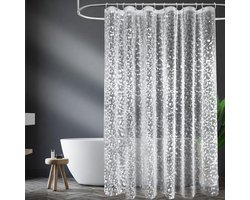 Schimmelwerend douchegordijn 150 x 180 cm, transparant met 3D-patroon, waterdicht EVA-plastic douchegordijn voor badkuip met ringen,3D-kiezelstenen,B150*H180cm