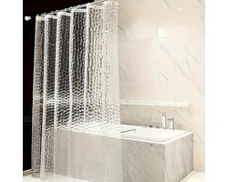 Schimmelwerend douchegordijn 80 x 180 cm, transparant met 3D-patroon, waterdicht EVA-plastic douchegordijn voor badkuip met ringen,3D Waterkubus,B80*H180cm