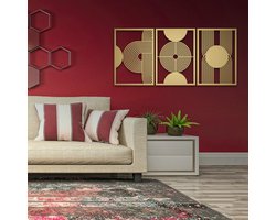 Schitterende abstracte wanddecoratie met 3D effect! 70 cm x 49 cm Goud