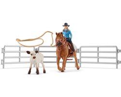 schleich FARM WORLD - Team roping met cowgirl - Kinderspeelgoed voor Jongens en Meisjes - 3 tot 8 jaar 42577