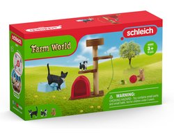 schleich FARM WORLD - Wandeling met een schattig katje - Speelfigurenset - Kinderspeelgoed voor Jongens en Meisjes - 3 tot 8 jaar - 9 Onderdelen