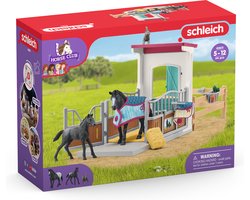 schleich HORSE CLUB - Paardenbox - met Merrie & Veulen - Afneembaar Zadel & Hoofdstel - Paarden Speelgoed - Kinderspeelgoed