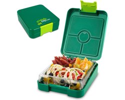 Schmatzfatz Easy Broodtrommel voor Kinderen met Vakken, BPA-vrije Lunchbox, Kinder Bento Box, Brooddoos voor Meisjes & Jongens, Snackbox, Perfect voor School, Kinderopvang & Uitjes (Groen)