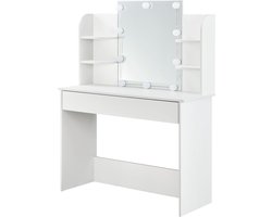 Schminktafel / kaptafel Bella - Wit - Incl. Spiegel & LED Verlichting
