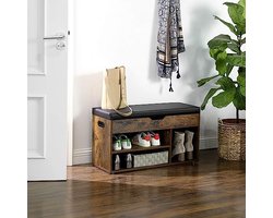 Schoenbank - Bank - Gestoffeerd - 3 open compartimenten - Opbergruimte onder de zitting - Schoenenrek -