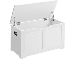 Schoenbank met opbergruimte, zitbank met 2 veiligheidsscharnieren, opbergkast in landhuisstijl, 40 x 80 x 46 cm, voor hal, slaapkamer of woonkamer, wolkenwit