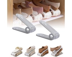 Schoendozen - 6 Stuks - Dubbellaags Stapelbaar Schoenenrek - Bespaart 50% Ruimte - Opbergdozen Voor Schoenen - Schoen Organizer - Plastic Dozen - Opvouwbaar En Stapelbaar - Ruimtebesparend Schoenenrek - Grijs