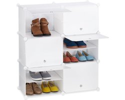 schoenen opbergkast - 12 vakken - met deuren - 95 x 85 x 31,5 cm - gesloten