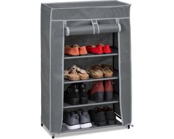 schoenen opbergkast - stof - 5 vakken - 15 paar - 90x60x30 cm - antraciet