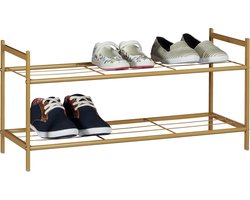 schoenen opbergrek - 2 laags - 6 paar - metaal - 33,5x69,5x26 cm - honingbruin