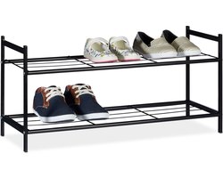 schoenen opbergrek - 2 laags - 6 paar - metaal - 33,5x69,5x26 cm - zwart