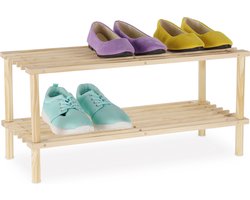 schoenen opbergrek - hout - 2 laags - 29,5 x 63 x 26 cm - voor 4 paar - open