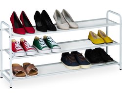 schoenen opbergrek - smal - 3 laags - 100 cm breed - voor 12 paar - hal - wit