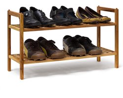 schoenen opbergrek - stapelbaar - 2 laags - 40,5 x 69 x 26 cm - hout - voor 6 paar