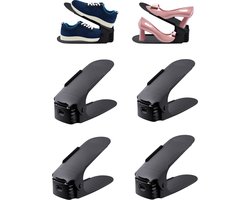Schoenen Opbergsysteem - 4 Stuks - Schoenenopbergers - Schoenenrek - Schoenenkast - Schoenen Organizer -Opbergsysteem - Verstelbaar - Schoenenrek Schoenenkast - Zwart
