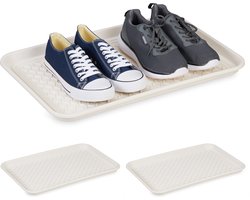 schoenen uitlekbak - set van 3 - groot - 60 x 40 cm - kunststof - wit