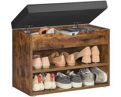 Schoenenbank – 3 Niveaus – 30 x 60 x 44 cm – Vintage Bruin – Compact Schoenenrek