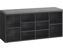 Schoenenbank - Ingangsbank - Opbergbank - Spaanplaat - Schuim - Imitatielinnen hoes - 30 cm x 104 cm x 48 cm