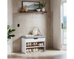 Schoenenbank met 3 niveaus, bank, schoenenrek met kussens