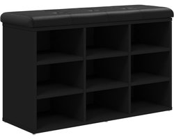 Schoenenbank met Opbergruimte 82x32x50 cm - Massief Hout Zwart