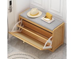 Schoenenbank met Opbergruimte - Entree kruk Hal bankje - Schoenen Opbergen - Rotan Design