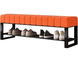 Schoenenbank Met Opbergruimte - Entree Meubel - Comfortabel Zitten - Versterkt Metalen Frame - 100x32x45cm - Oranje