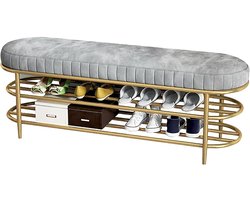 Schoenenbank met Opbergruimte - Halmeubel Zitje - Schoenen Opbergen - Stijlvol Fluwelen Design - 60 80 100cm Breed