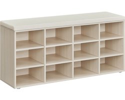 Schoenenbank met opbergruimte - Ingangsbank - Poef - Spaanplaat - Schuim - Imitatielinnen hoes - 30,3 cm x 104 cm x 48 cm