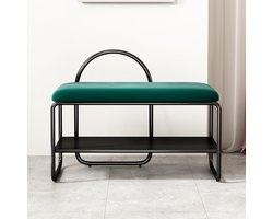 Schoenenbank met Opbergruimte - Instapbank Halmeubel - Schoenen Opbergen - Fluwelen Zitting - 60 x 32 x 45 cm