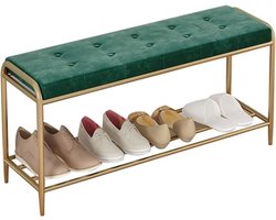 Schoenenbank Opbergbank - Hal Bankje - Entree Organiseren - Stabiel IJzeren Frame - 40 60 80cm - Grijs Groen Blauw