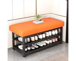 Schoenenbank - Opbergbank Hal - Schoenen Opbergen - Met Zacht Kussen - 60x32x48cm - Oranje