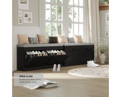 Schoenenbank - Schoenenbank met 2 Klaplades - Schoenenorganizer met Verstelbare Planken - 106X31.5X52CM