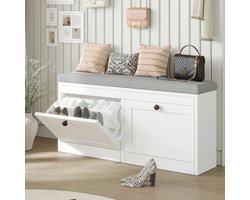 Schoenenbank - Schoenenbank met 2 Klaplades - Schoenenorganizer met Verstelbare Planken - 106X31.5X52CM