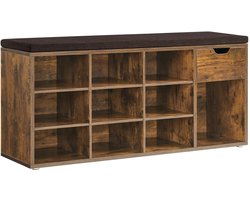 Schoenenbank - Schoenenrek - Schoenen opbergsysteem - Met Kussen - 1 lade - Bruin