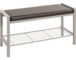 Schoenenbank Steven - 80x32x48 cm - Kunstleer/wit