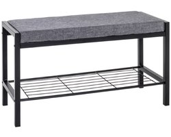 Schoenenbank Steven - 80x32x48 cm - PET-stof/zwart
