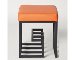 Schoenenbankje met Opbergrek - Halmeubel Schoenen - Schoenen Opbergen - Comfortabel Zitten - 30x30x45cm - Oranje