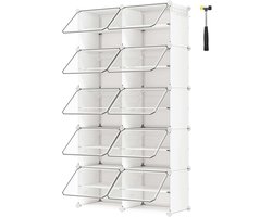 Schoenenkast 10-delig 30x40x30 cm,wit Opbergkast Opbergmodule, modulair ontwerp, stapelbaar of afzonderlijk te gebruiken, met transparant deksel voor eenvoudig overzicht van de inhoud, geschikt voor hal en slaapkamer