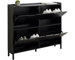 Schoenenkast - 100 cm - met kleppen - zwart