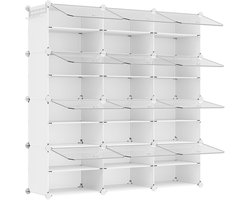 Schoenenkast 12-delig Opbergkast Opbergmodule, modulair ontwerp, stapelbaar of afzonderlijk te gebruiken, met transparant deksel voor eenvoudig overzicht van de inhoud, geschikt voor hal en slaapkamer, 30 x 40 x 30 cm, wit.