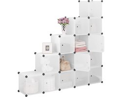 Schoenenkast 15 Kubussen - Witte DIY Plank - Modulaire Schoenenkast met Deuren - Flexibele Kamerverdeler - Schoenenrek & Opbergkast - Voor Hal, Slaapkamer of Woonkamer - 30x30x30 cm per Kubus