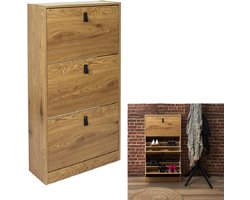 Schoenenkast 3 Kleplades 63x24x117 cm - voor 18 paar - Bruin