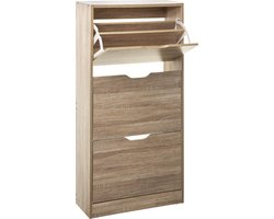 Schoenenkast 3 lades 60x24x118 cm - voor 18 paar - bruin eiken