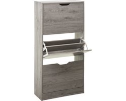 Schoenenkast 3 lades 60x24x118 cm - voor 18 paar- grijs eiken