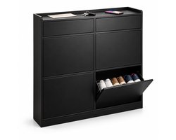 Schoenenkast - 4 vakken - 95x98x19 cm - zwart