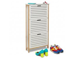 Schoenenkast - 53x108,5x19 cm - wit/naturel