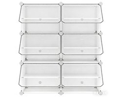 Schoenenkast 6-delig 30x40x30 cm,wit Opbergkast Opbergmodule, modulair ontwerp, stapelbaar of afzonderlijk te gebruiken, met transparant deksel voor eenvoudig overzicht van de inhoud, geschikt voor hal en slaapkamer