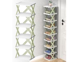 Schoenenkast - 6 Tier Smalle Schoenenrek - Opvouwbaar - Kleine Entryways En Kasten - Meerlaagse Schoenenorganizer - Meerlaagse Schoenenrektoren - Afneembare Meerlaagse Organizer - Groen