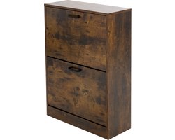 Schoenenkast 60x24x84 cm Bruin incl. 2 inklapbare vakken ML-Design