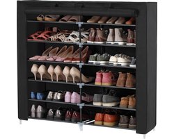 Schoenenkast - 7 lagen Voor 36 paar schoenen - Schoenenrek - Stofdicht - Zwart